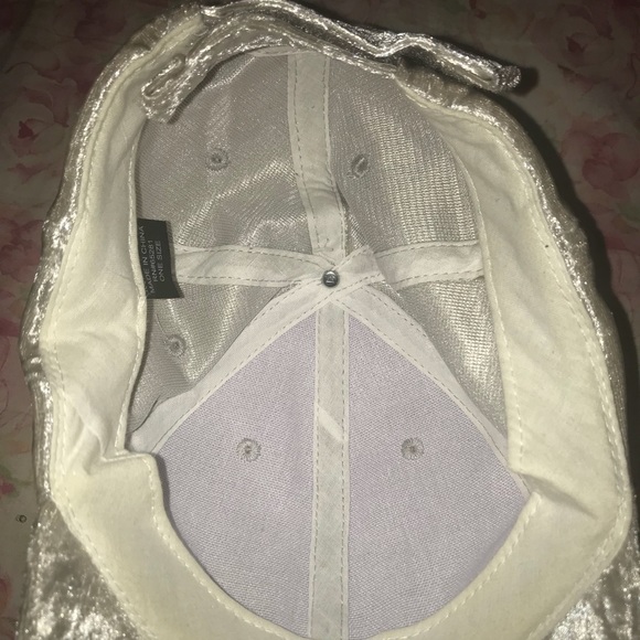 Crushed Velvet Cream Baseball Hat - Picture 4 of 4